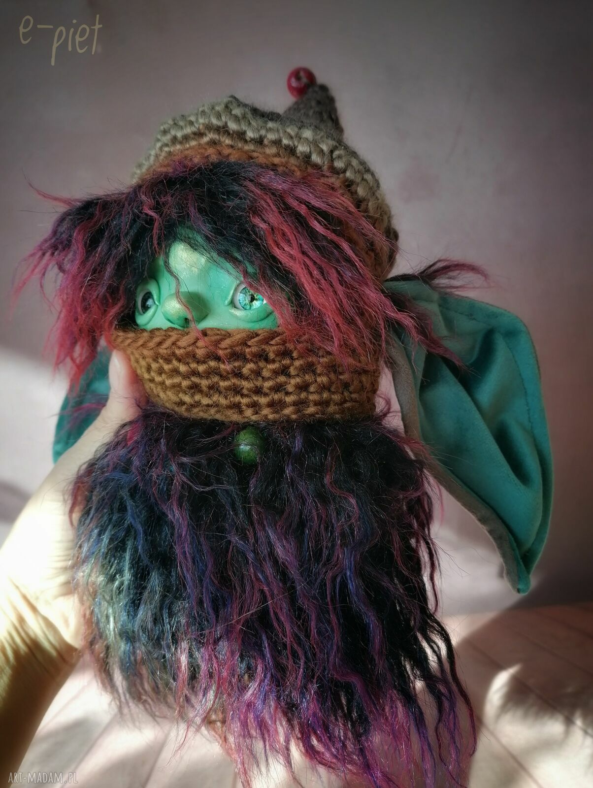 Trol Uszaty e-piet - artystyczna lalka kolekcjonerska do Twojego wnętrza (ok. 20 cm)