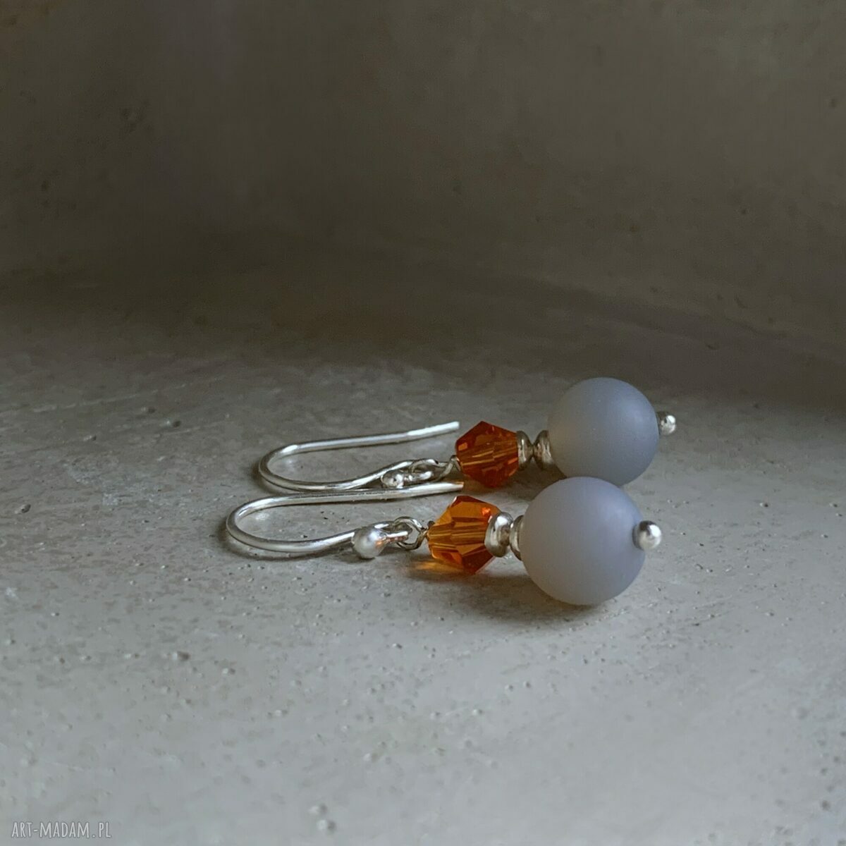 Kolczyki Pigeons & Orange z agatu i Swarovski w srebrze 925