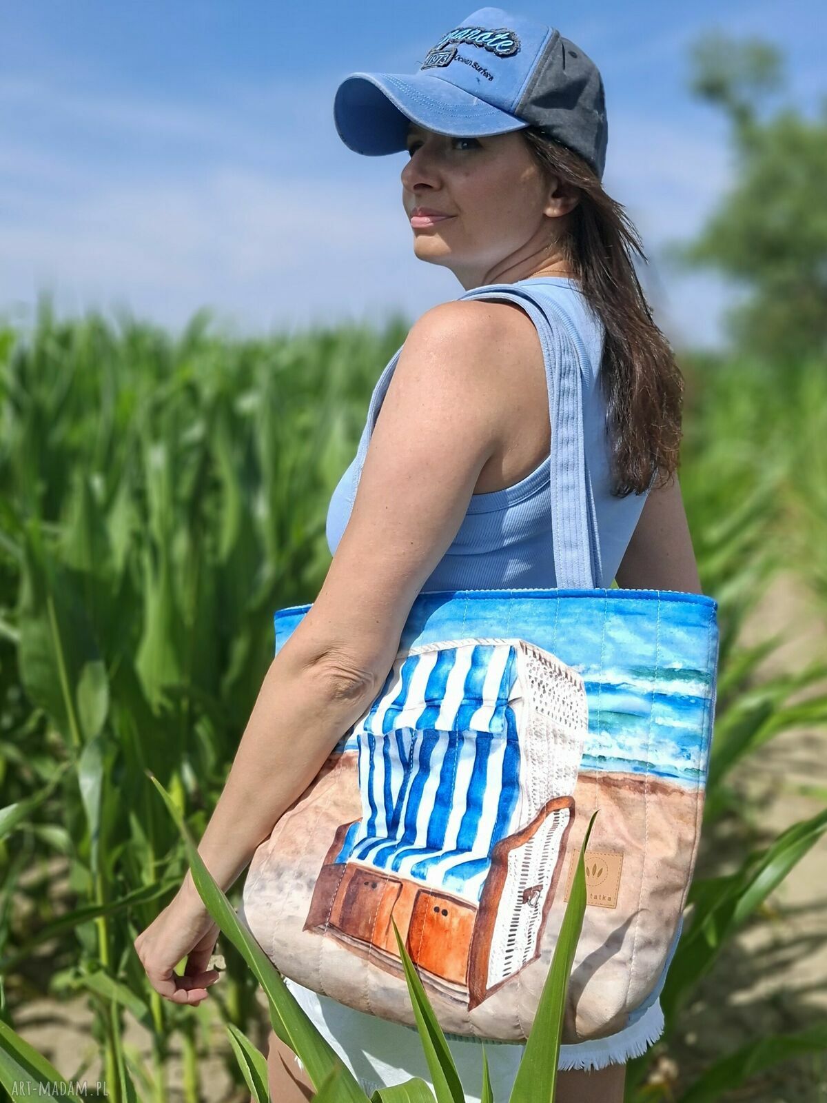 Pikowana duża torba shopper Sopot na ramię