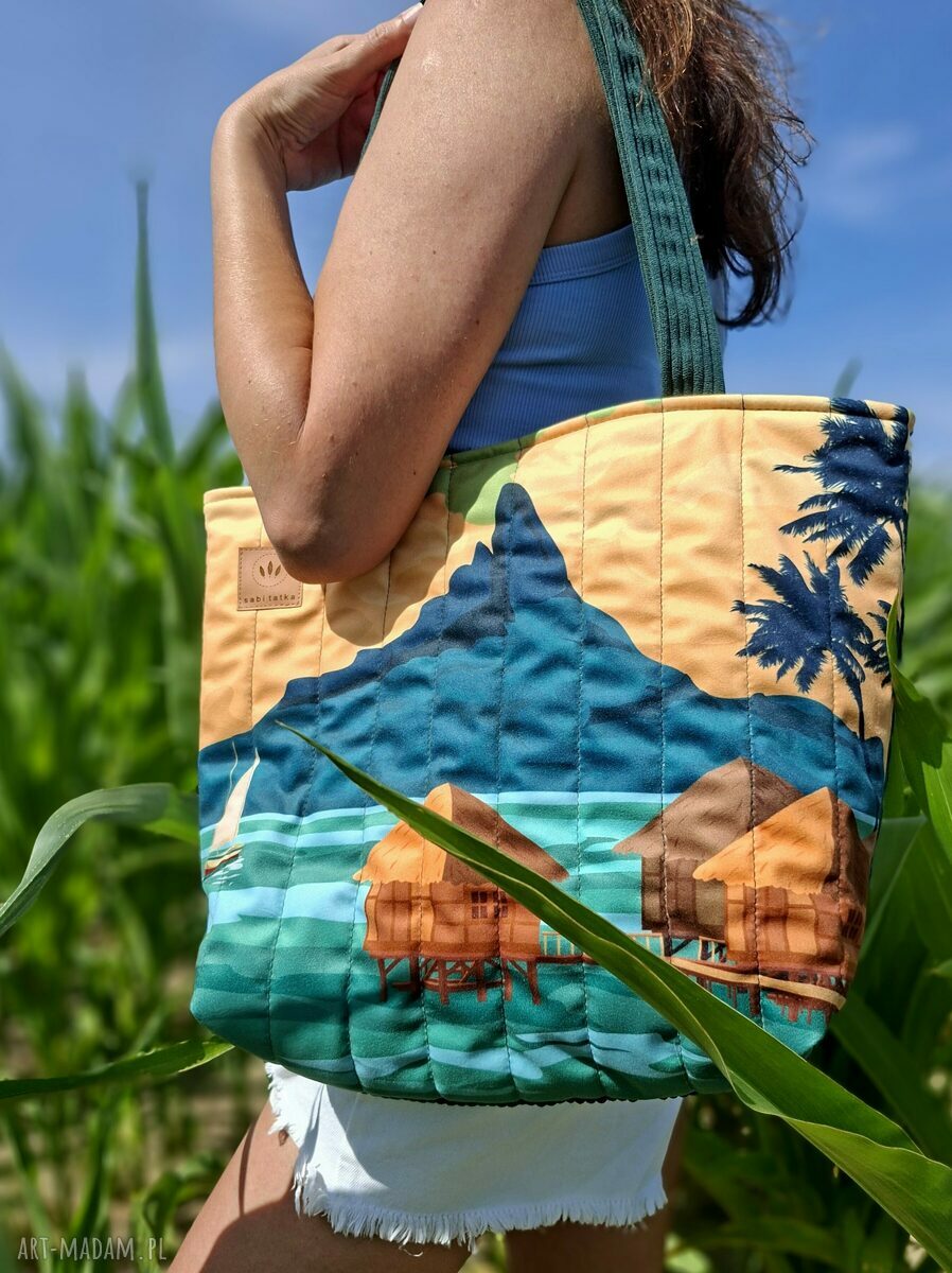Pikowana duża torba shopper Bora-Bora na ramię