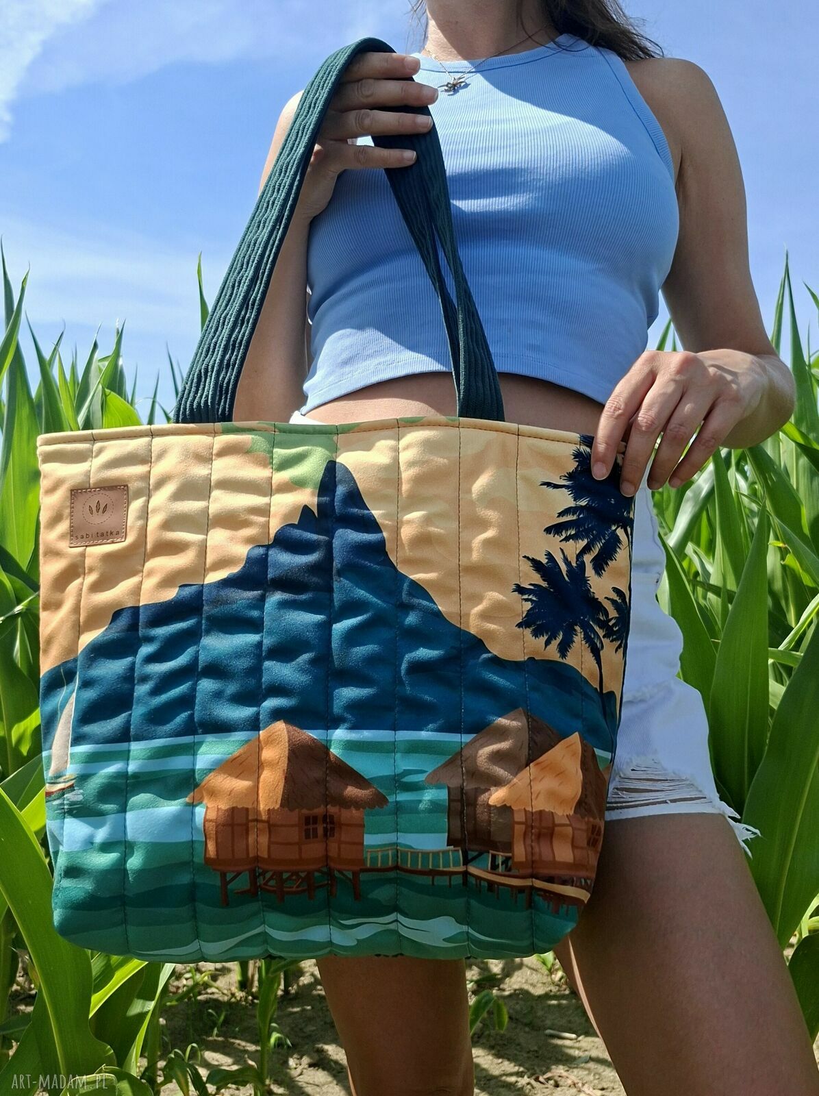 Pikowana duża torba shopper Bora-Bora na ramię