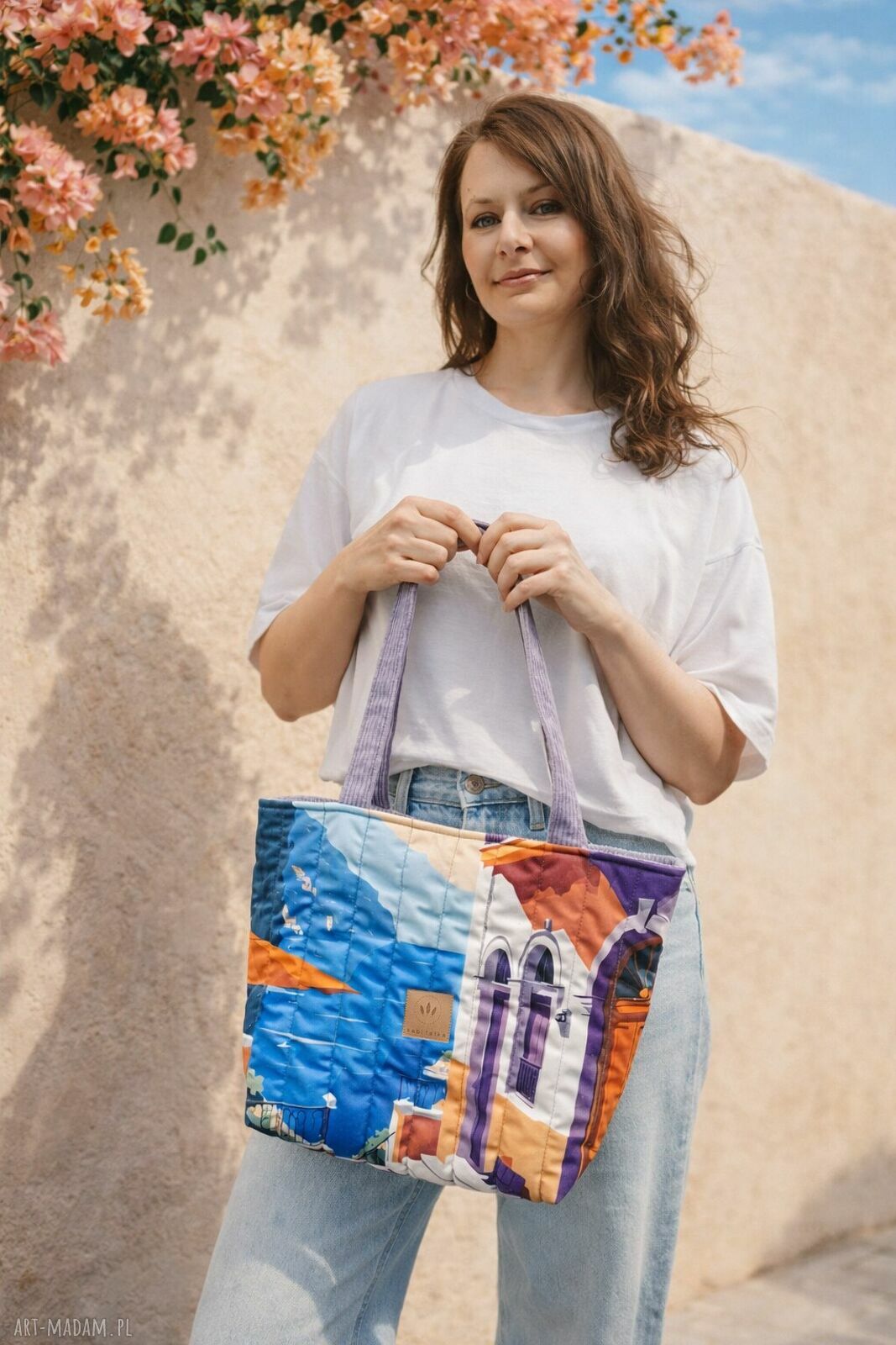 Pikowana duża torba shopper Como na ramię (handmade)