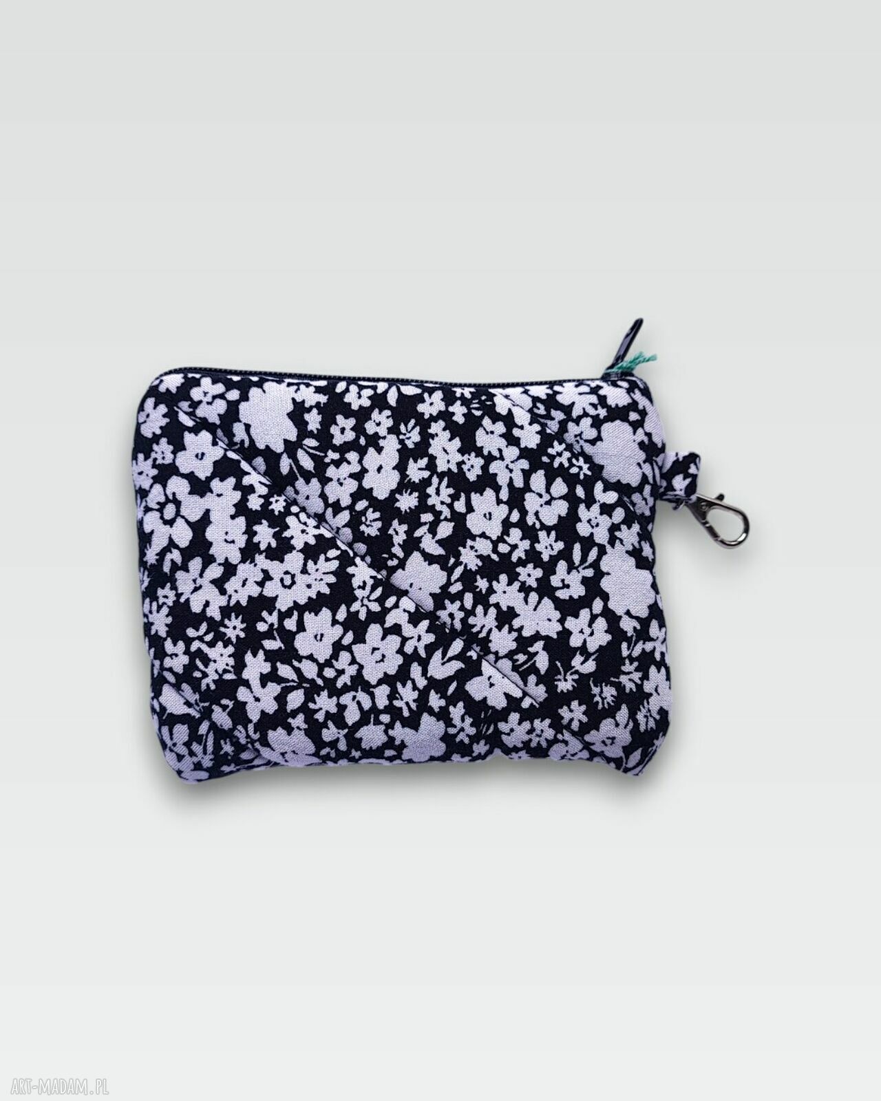 Pikowany kwiatowy portfelik - etui na karty