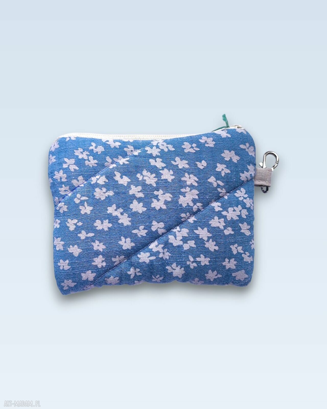 Pikowany portfelik w kwiaty - mini etui na karty