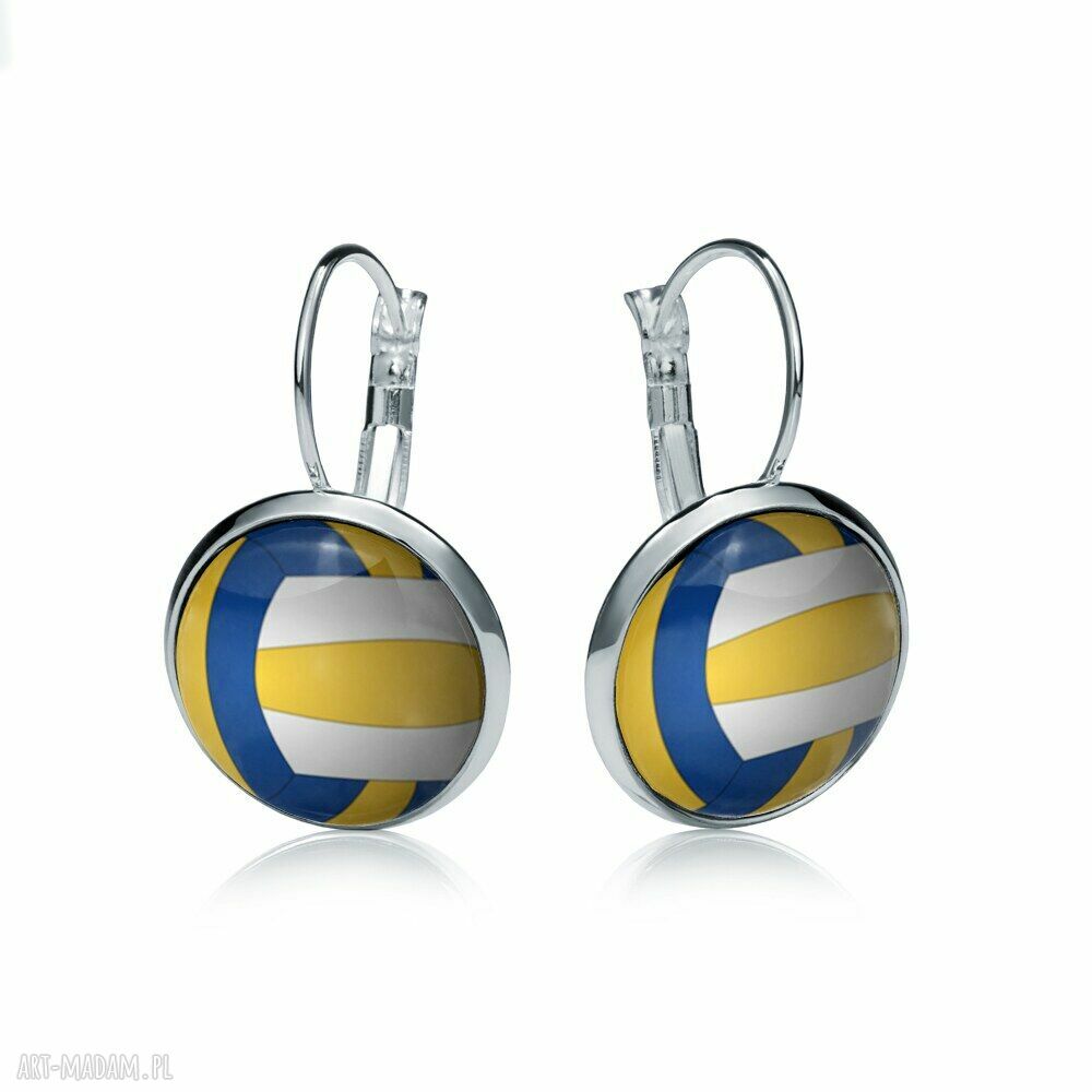 Kolczyki wiszące VOLLEYBALL - ręcznie robione, antyalergiczne, srebrna baza