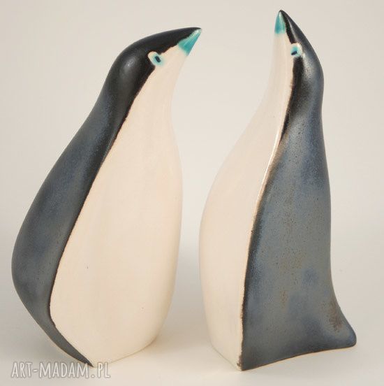 Pingu - ręcznie malowana para ceramicznych ptaków