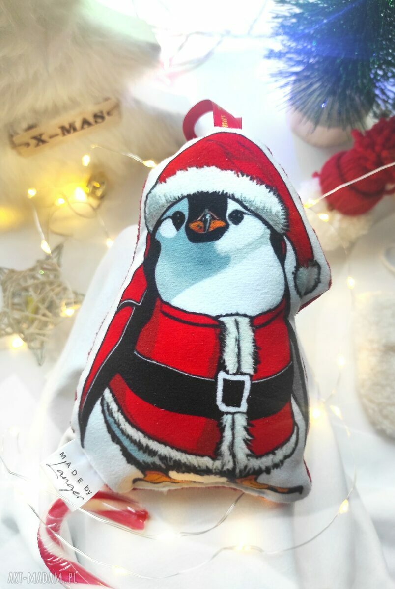 Pingwinek bombka na choinkę - świąteczna ozdoba handmade