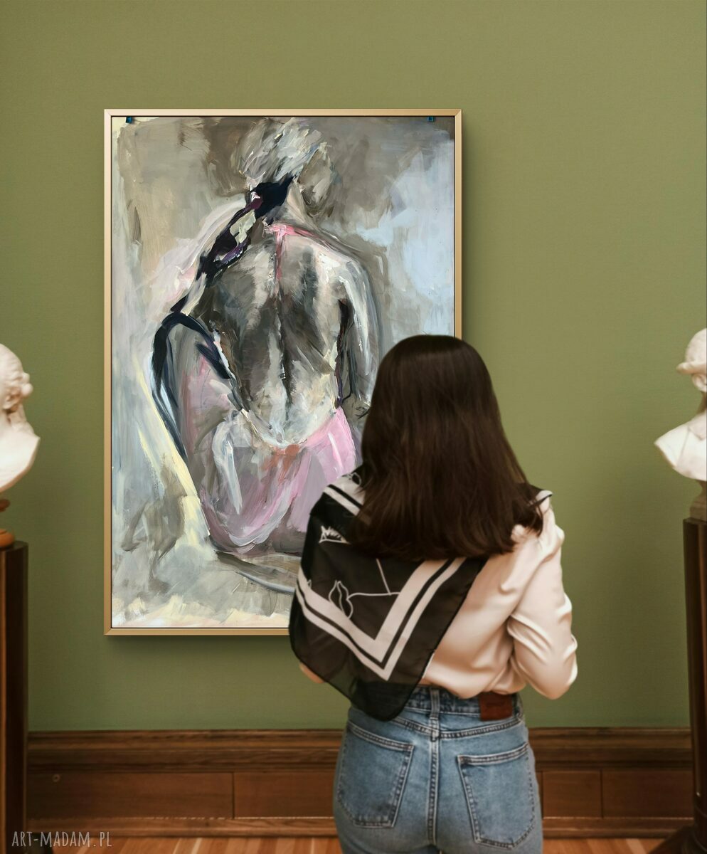 Pink 112x75 - obraz akrylowy z kobietą w pastelach 112x75 cm do sypialni