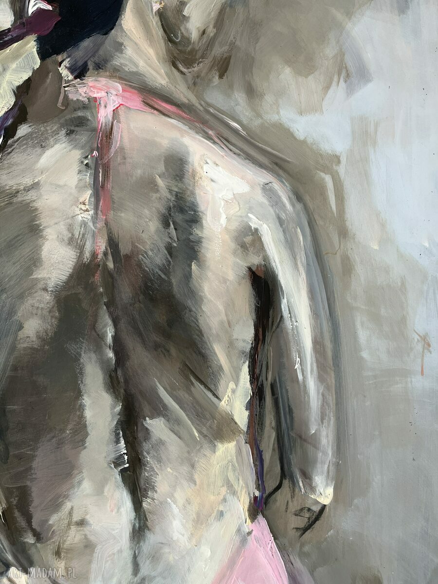 Pink 112x75 - obraz akrylowy z kobietą w pastelach 112x75 cm do sypialni
