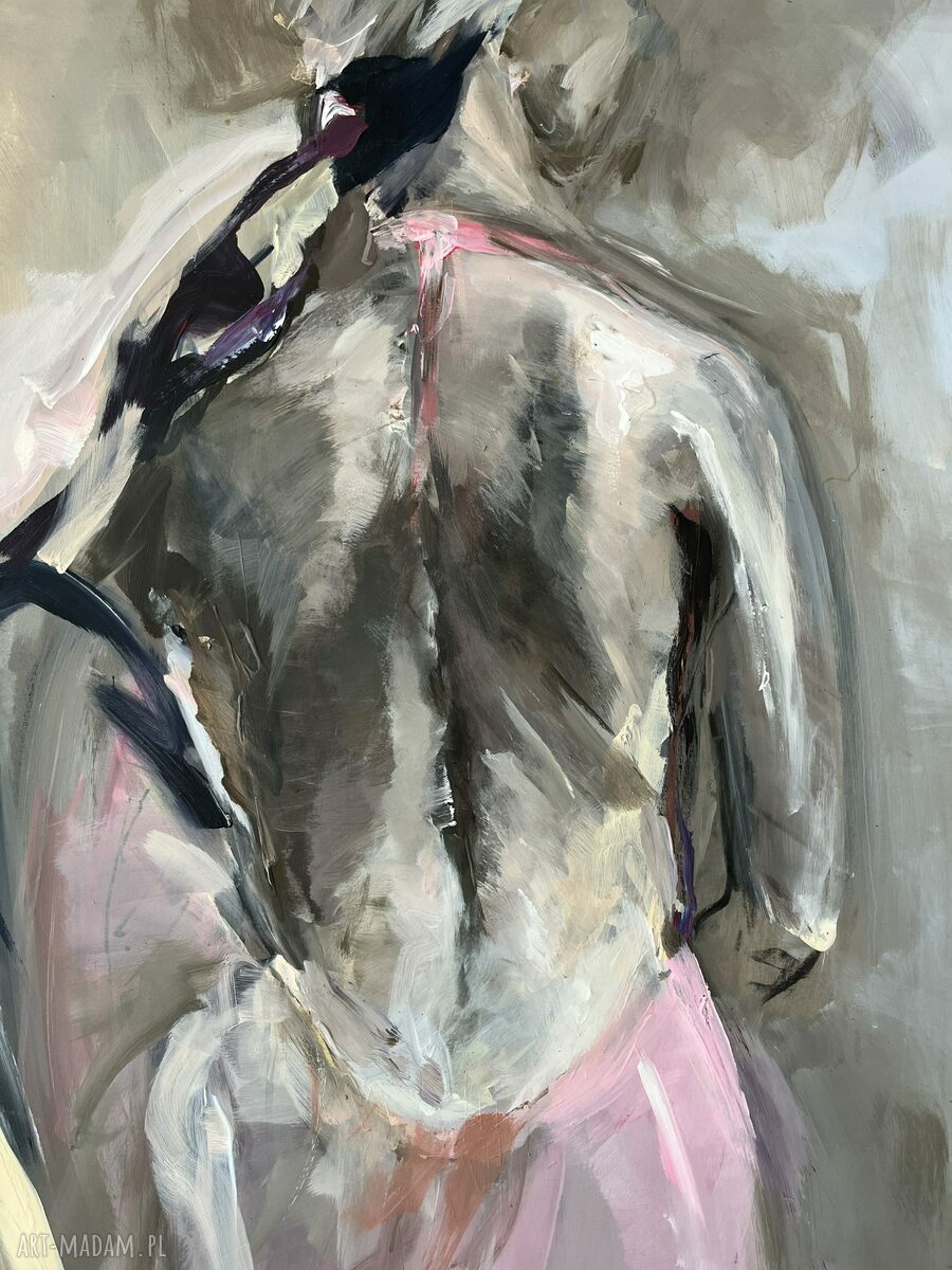 Pink 112x75 - obraz akrylowy z kobietą w pastelach 112x75 cm do sypialni