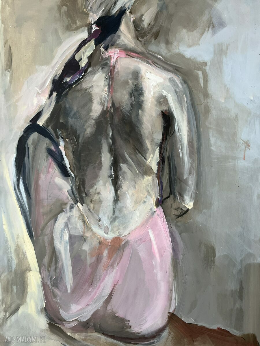 Pink 112x75 - obraz akrylowy z kobietą w pastelach 112x75 cm do sypialni