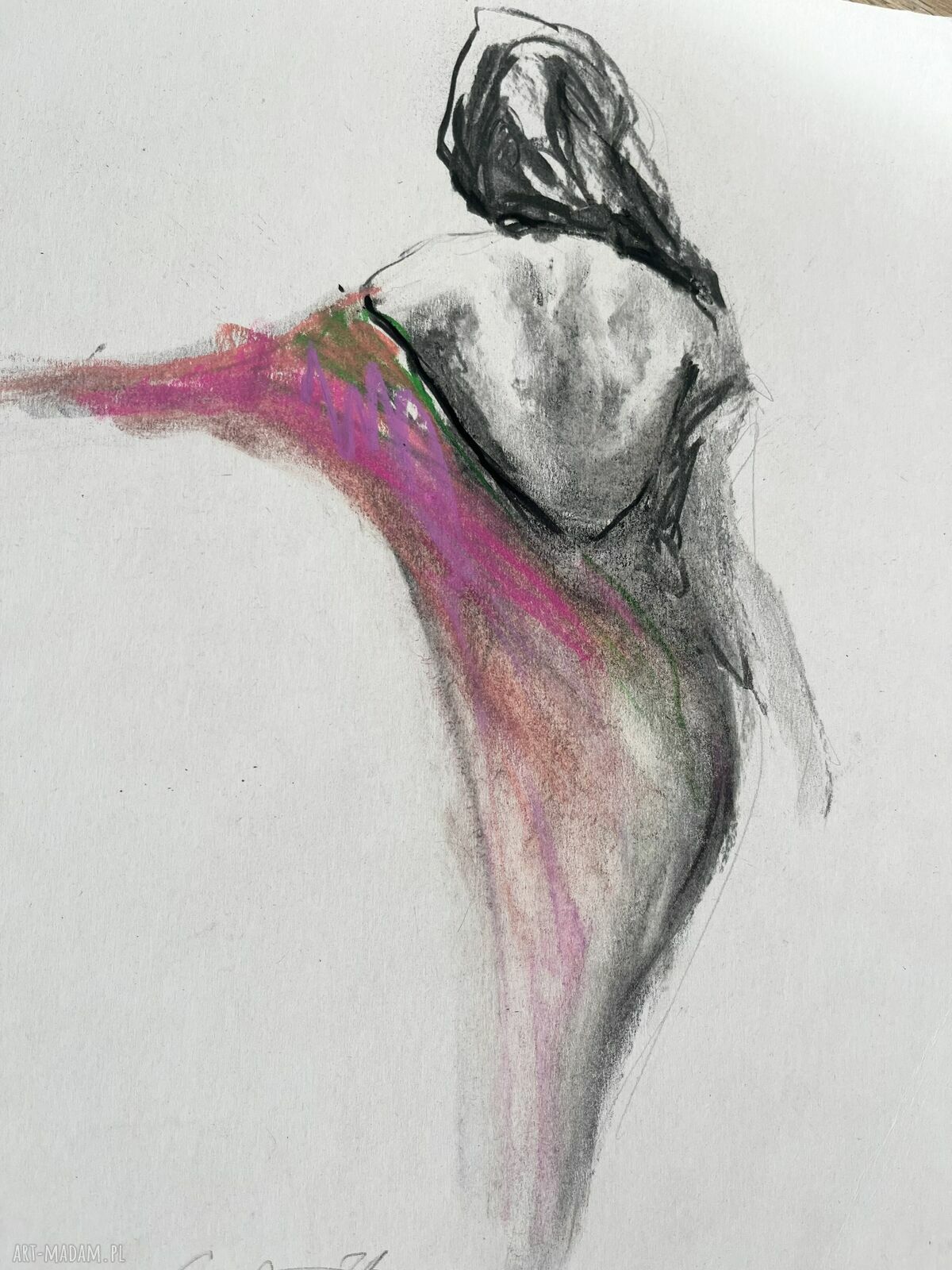 Pink - różowy rysunek kobiety 30x40 cm