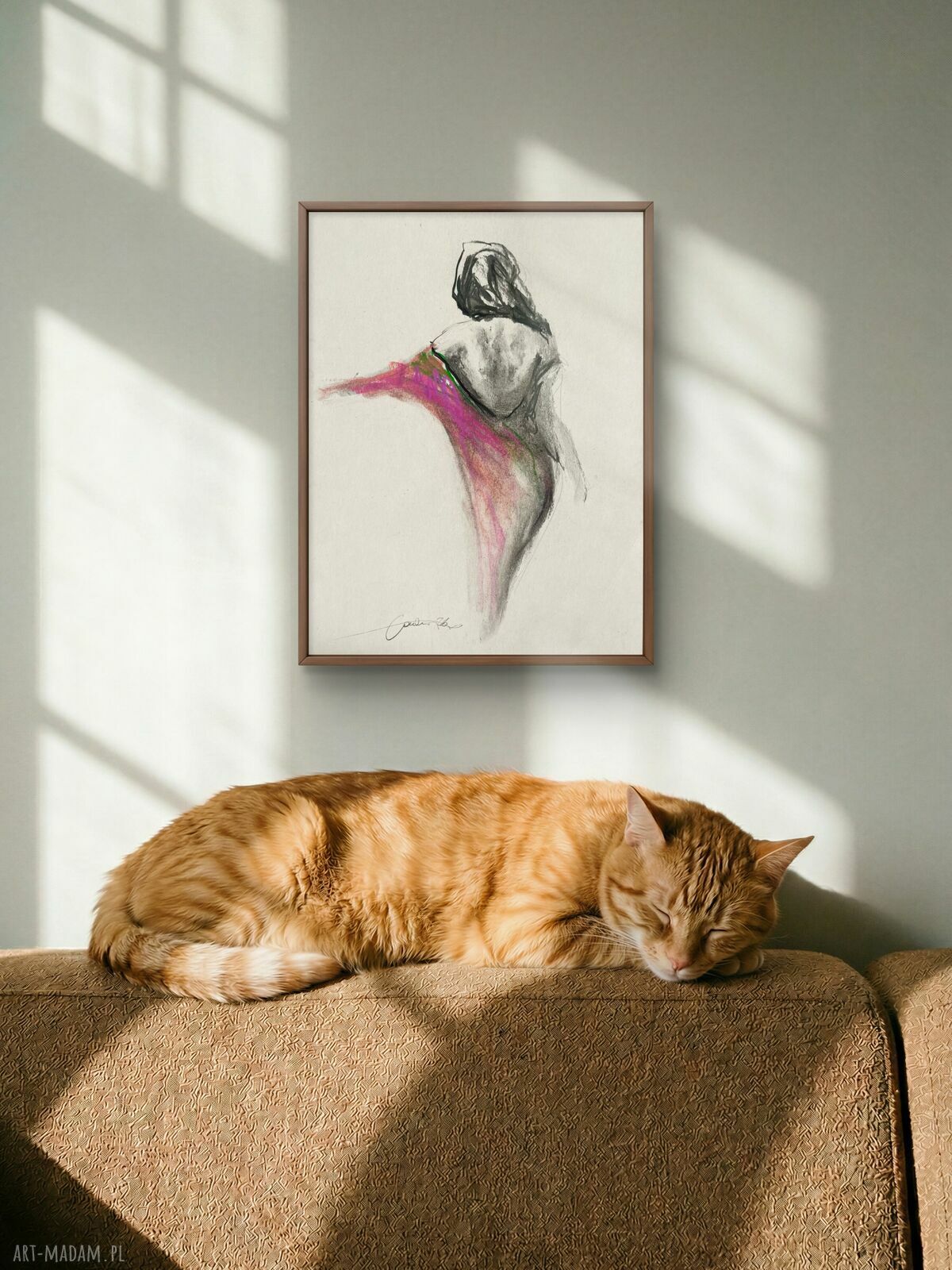 Pink - różowy rysunek kobiety 30x40 cm