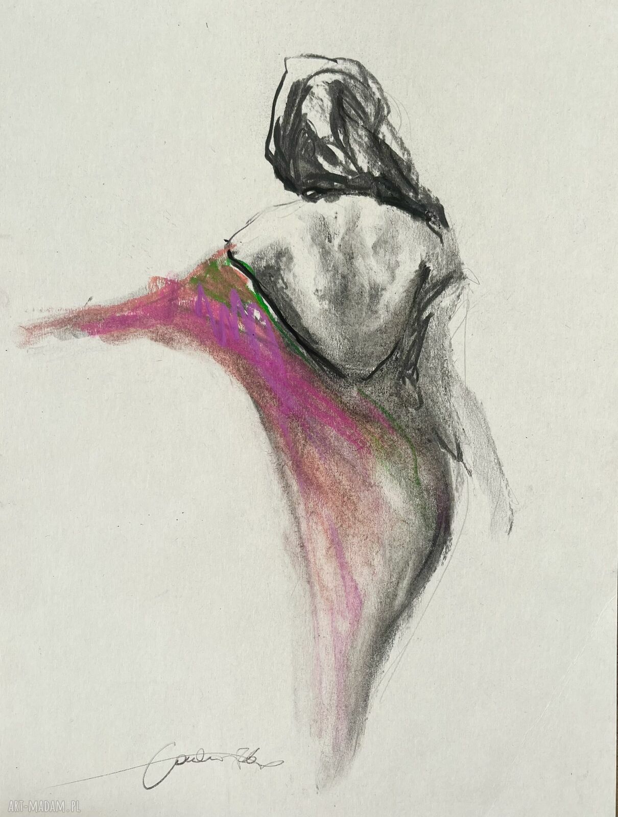 Pink - różowy rysunek kobiety 30x40 cm