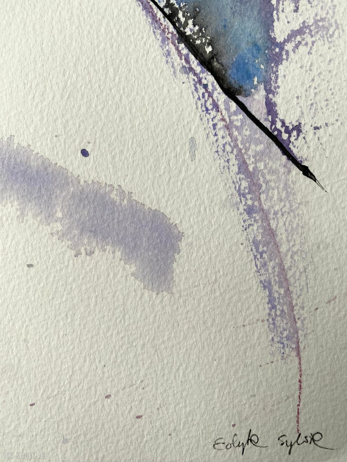 Oryginalna akwarela róż i fiolet - portret kobiety (29,5 x 40,5 cm)