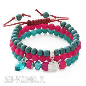 pink jade hematite & turquoise agate set