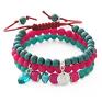 handmade bransoletki pink jade, hematite & turquoise agate set