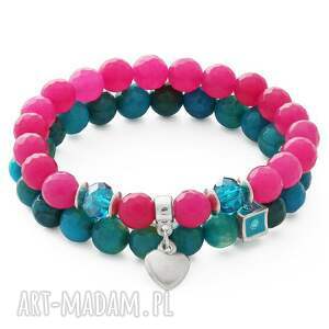 pink jade & turquoise agate set