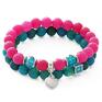 handmade bransoletki pink jade & turquoise agate set