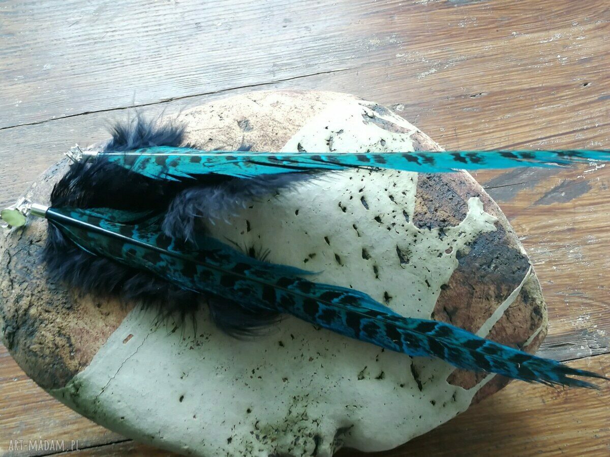 Klipsy pióra 25 cm w stylu boho-etno - lekkie i ręcznie robione
