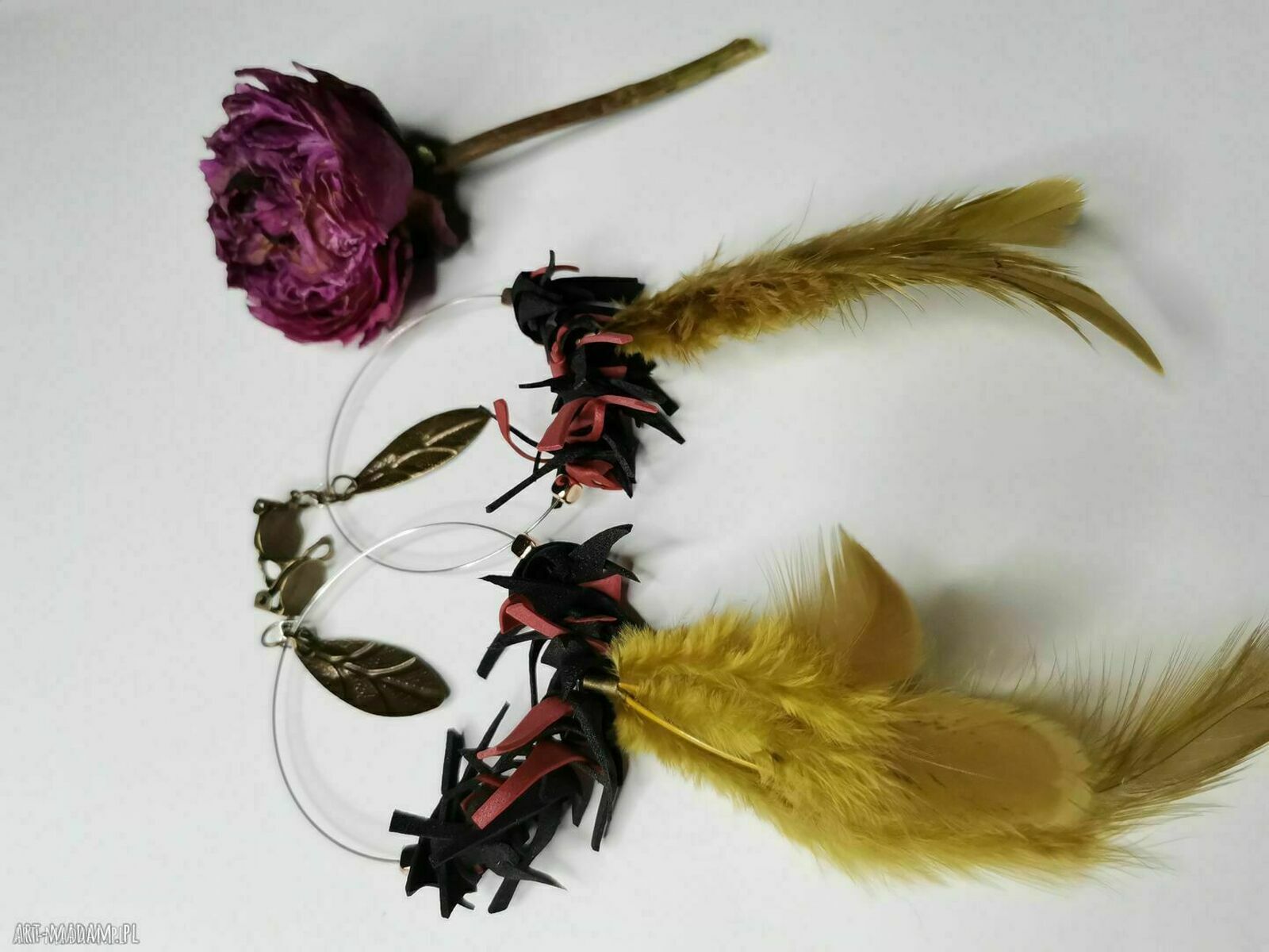 Klipsy pióra lekkie bujne - etno boho folk, Box x1