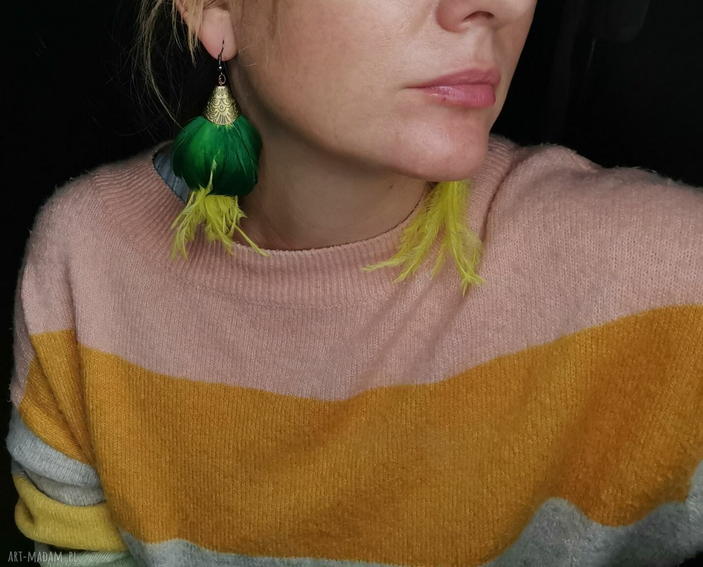 Kolczyki pióra etno - długie, lekkie i boho