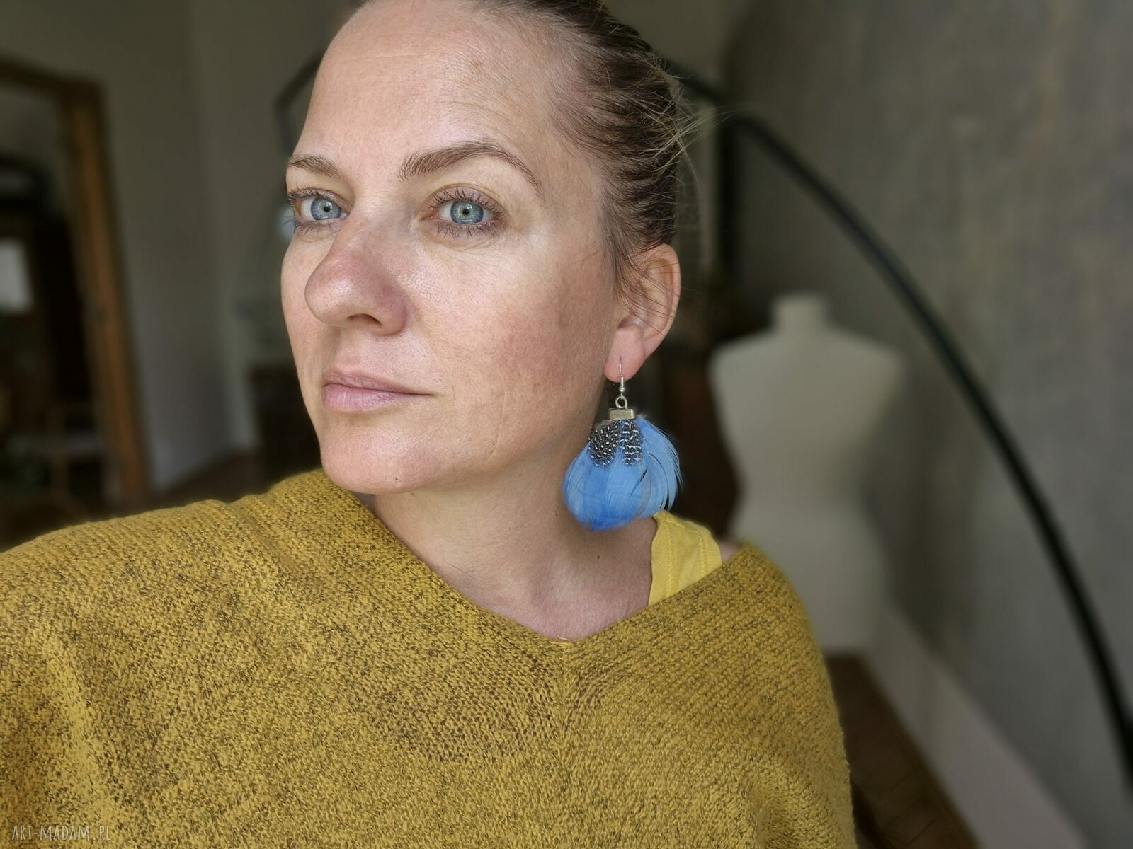 Kolczyki Pióra Folk Frida - lekkie boho etno