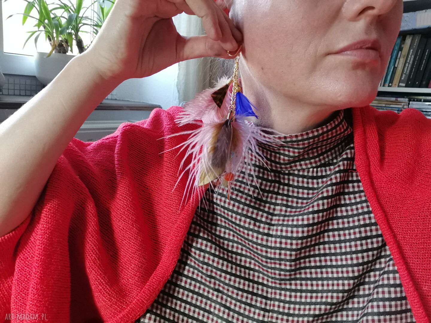 Klipsy pióra etno boho kolorowe szaleństwo