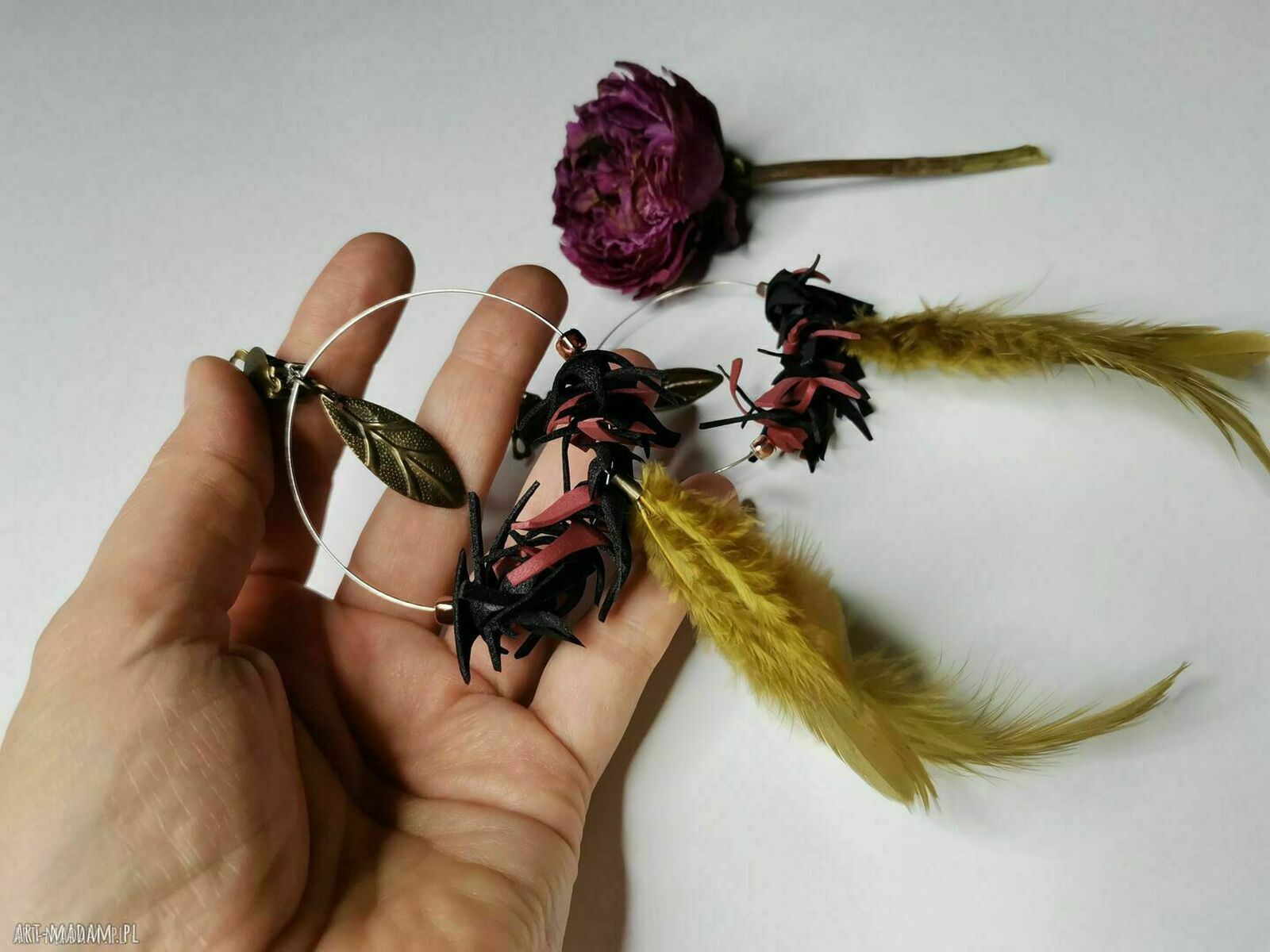 Klipsy pióra lekkie bujne - etno boho folk, Box x1
