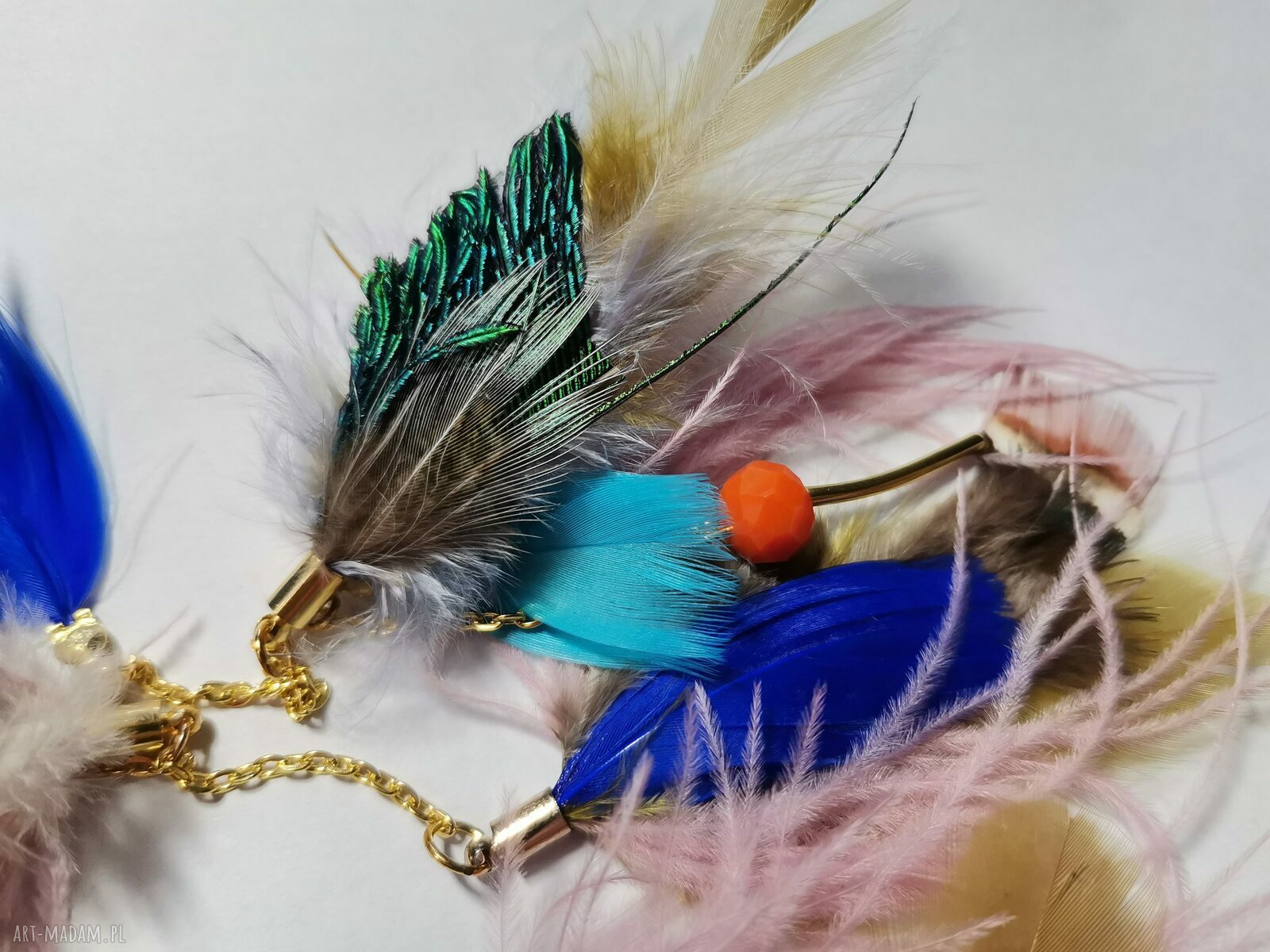Klipsy pióra etno boho kolorowe szaleństwo