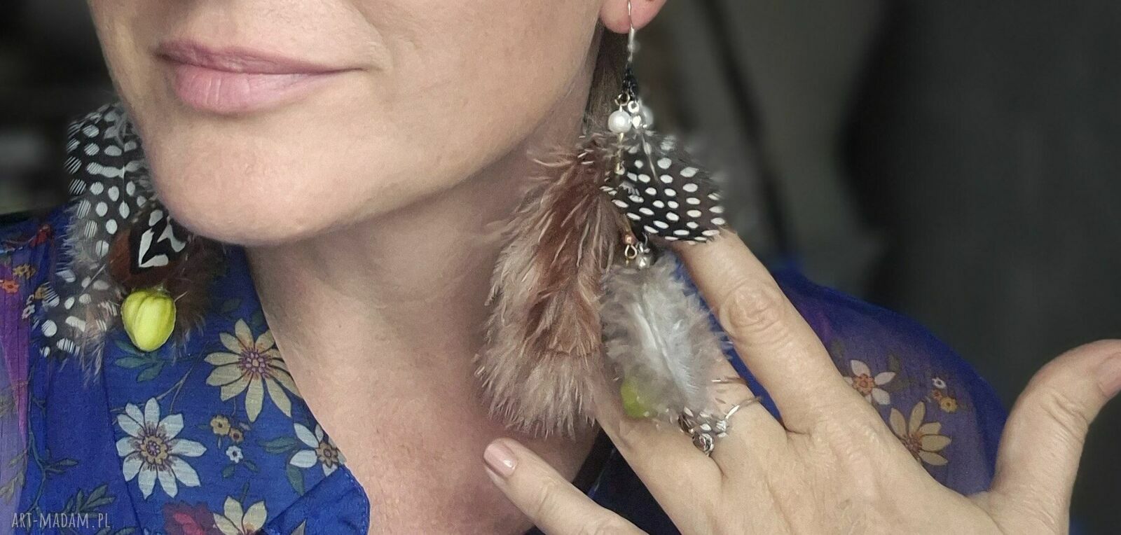 Lekkie kolczyki pióra handmade w stylu boho