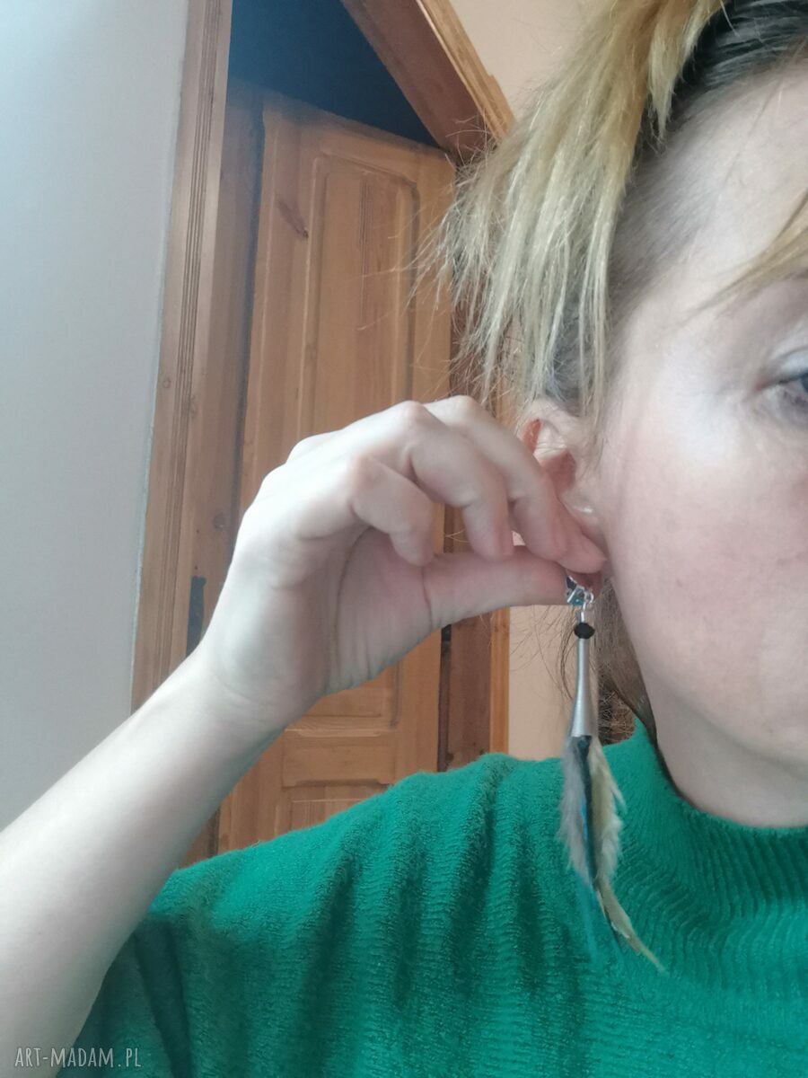 Klipsy pióra lekkie - folk Frida, etno boho frędzle