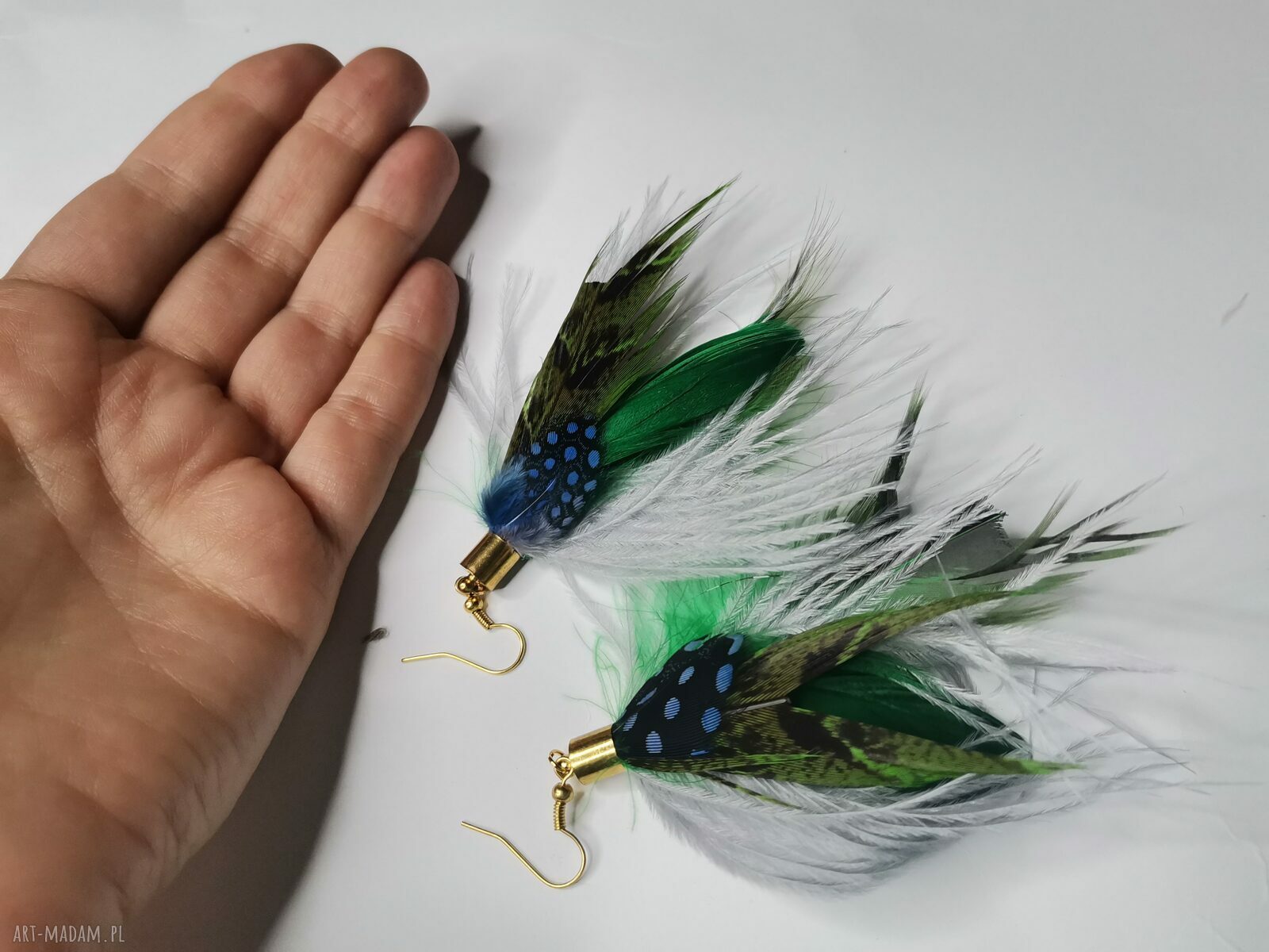 Kolczyki pióra leciutkie bujne - etno boho folk