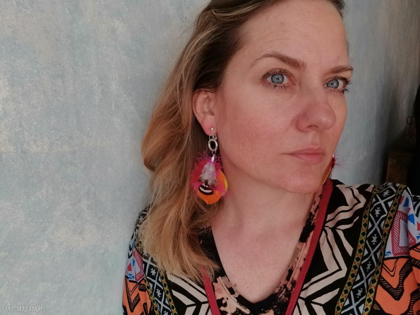 Klipsy pióra boho Frida - lekkie długie frędzle na klipsach