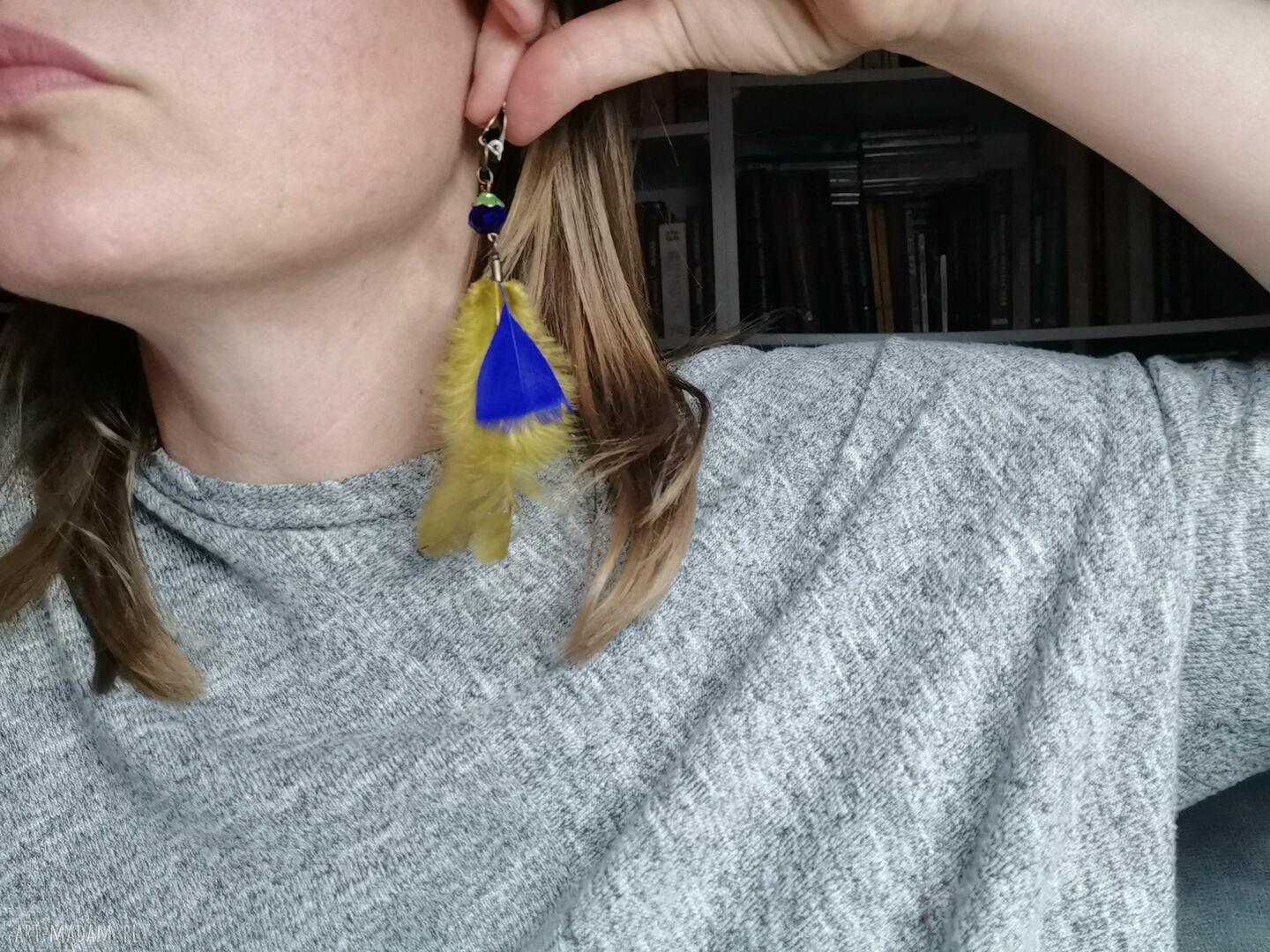 Klipsy pióra lekkie - folk boho etno damskie