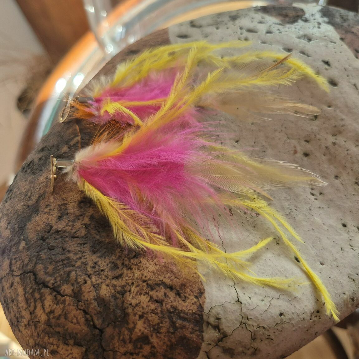 Kolczyki pióra boho Frida - lekkie i etno w stylu folk