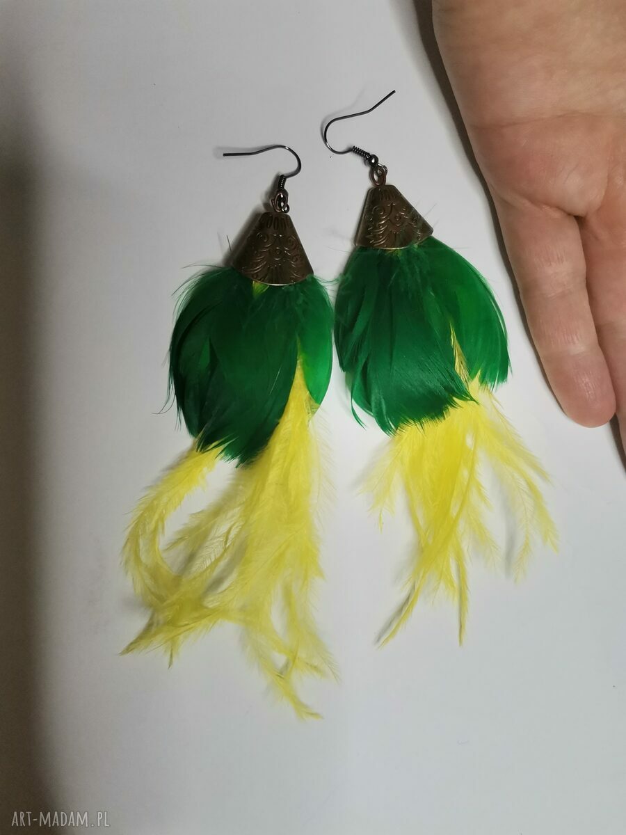 Kolczyki pióra etno - długie, lekkie i boho