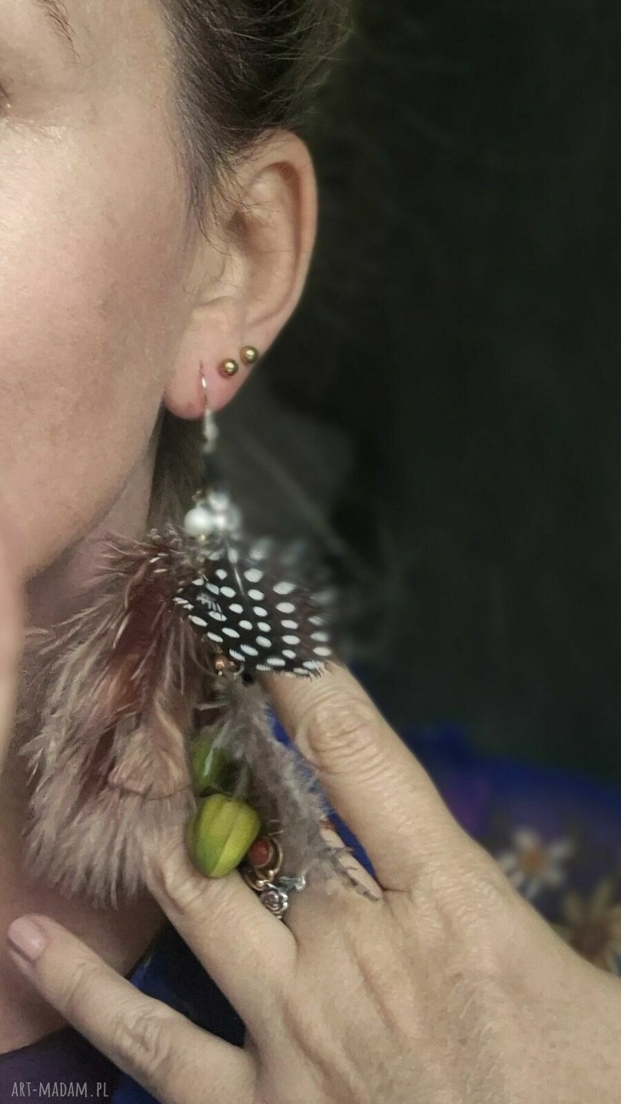 Lekkie kolczyki pióra handmade w stylu boho