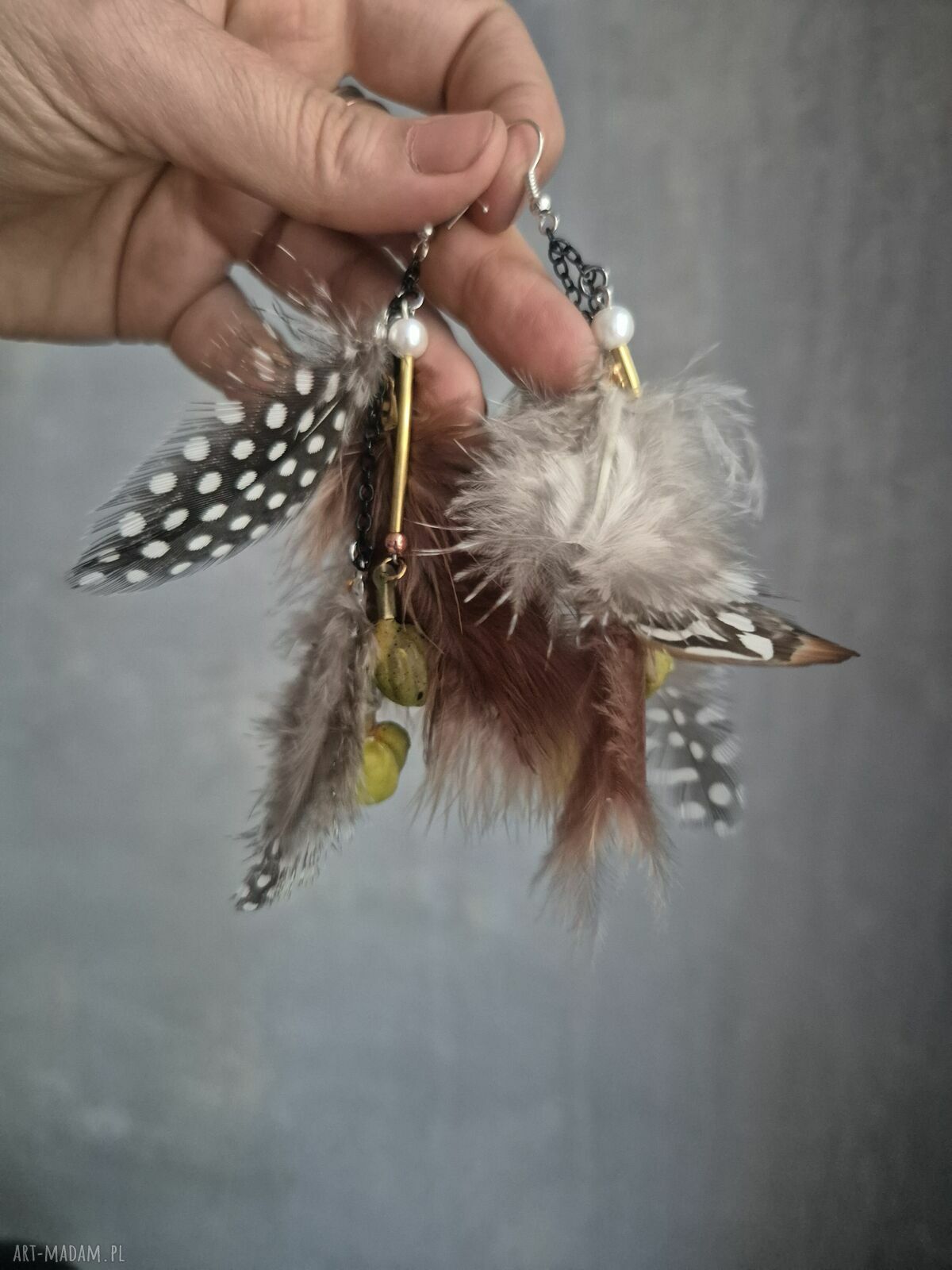 Lekkie kolczyki pióra handmade w stylu boho