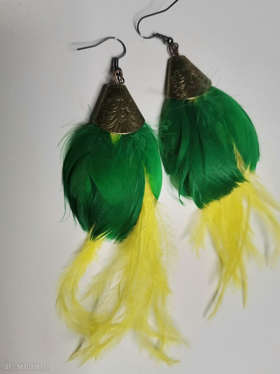 Kolczyki pióra etno - długie, lekkie i boho