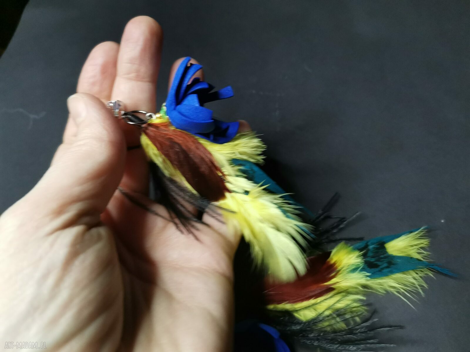 Klipsy pióra i kwiaty - lekkie oraz długie, handmade