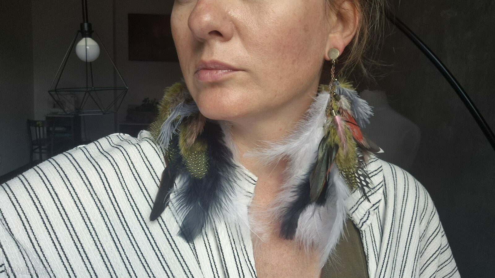 Klipsy pióra długie i lekkie - oversize boho na ślub
