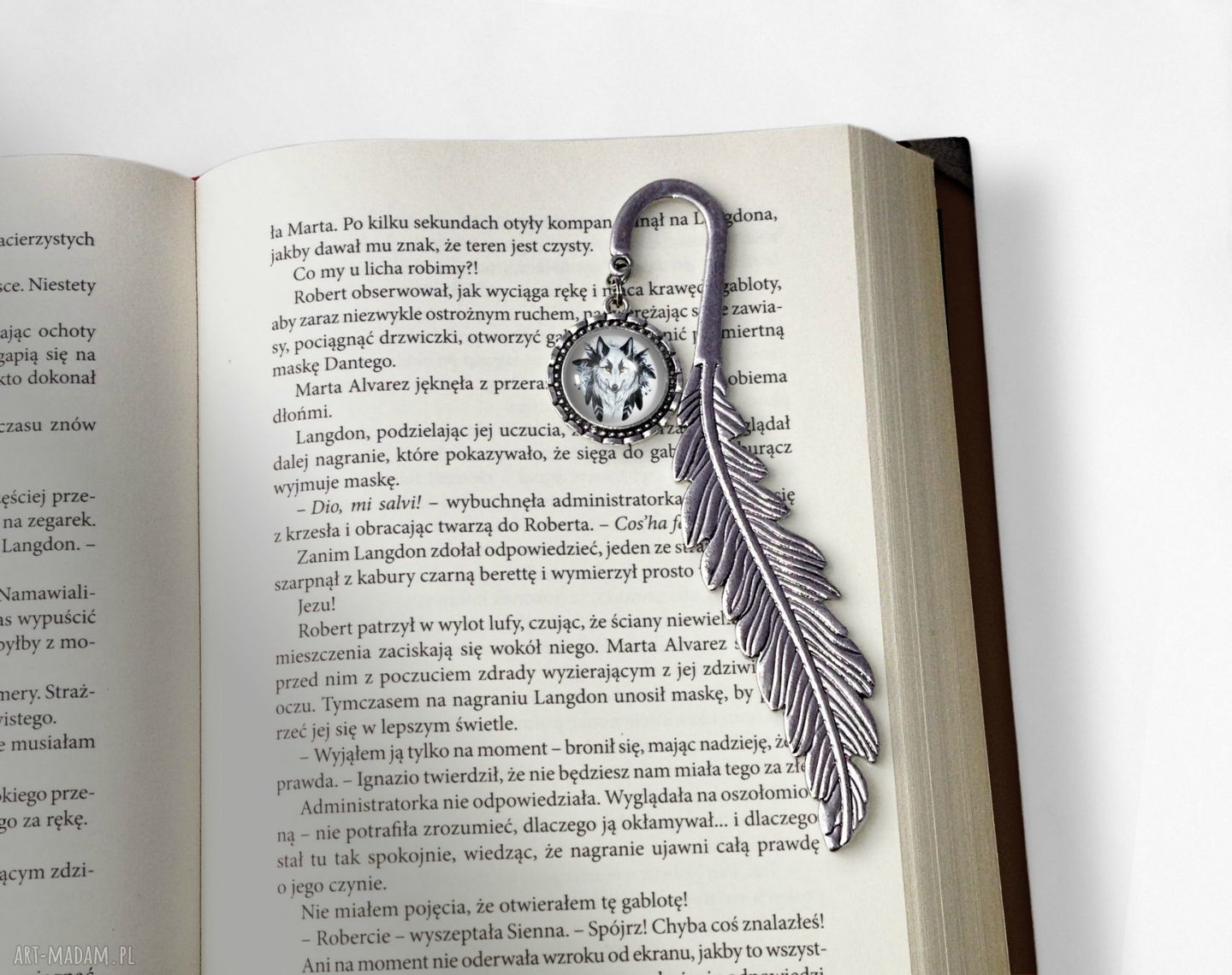 zakładki: Zakładka do książki z wilkiem ręcznie zrobione