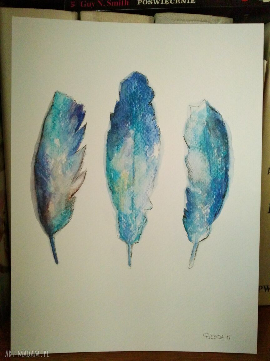 Piórka - akwarela w formacie 18x24 cm