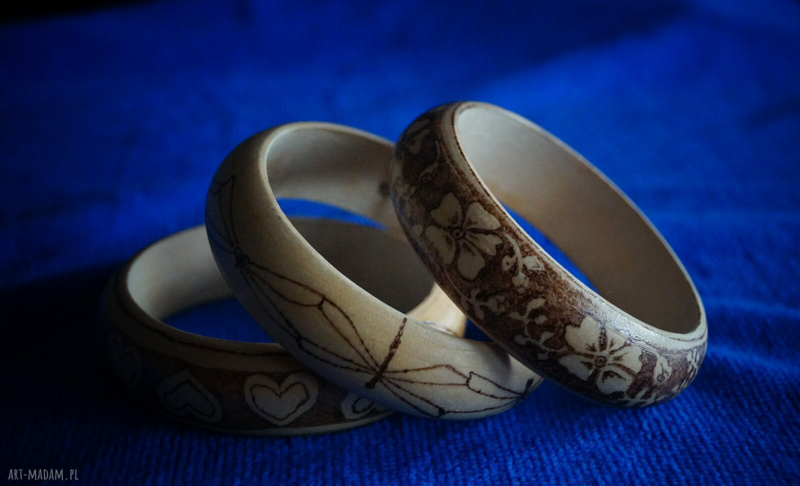 bransoletki: Ważkowa Bransoleta ręcznie wypalana drewniana bransoletka Handmade