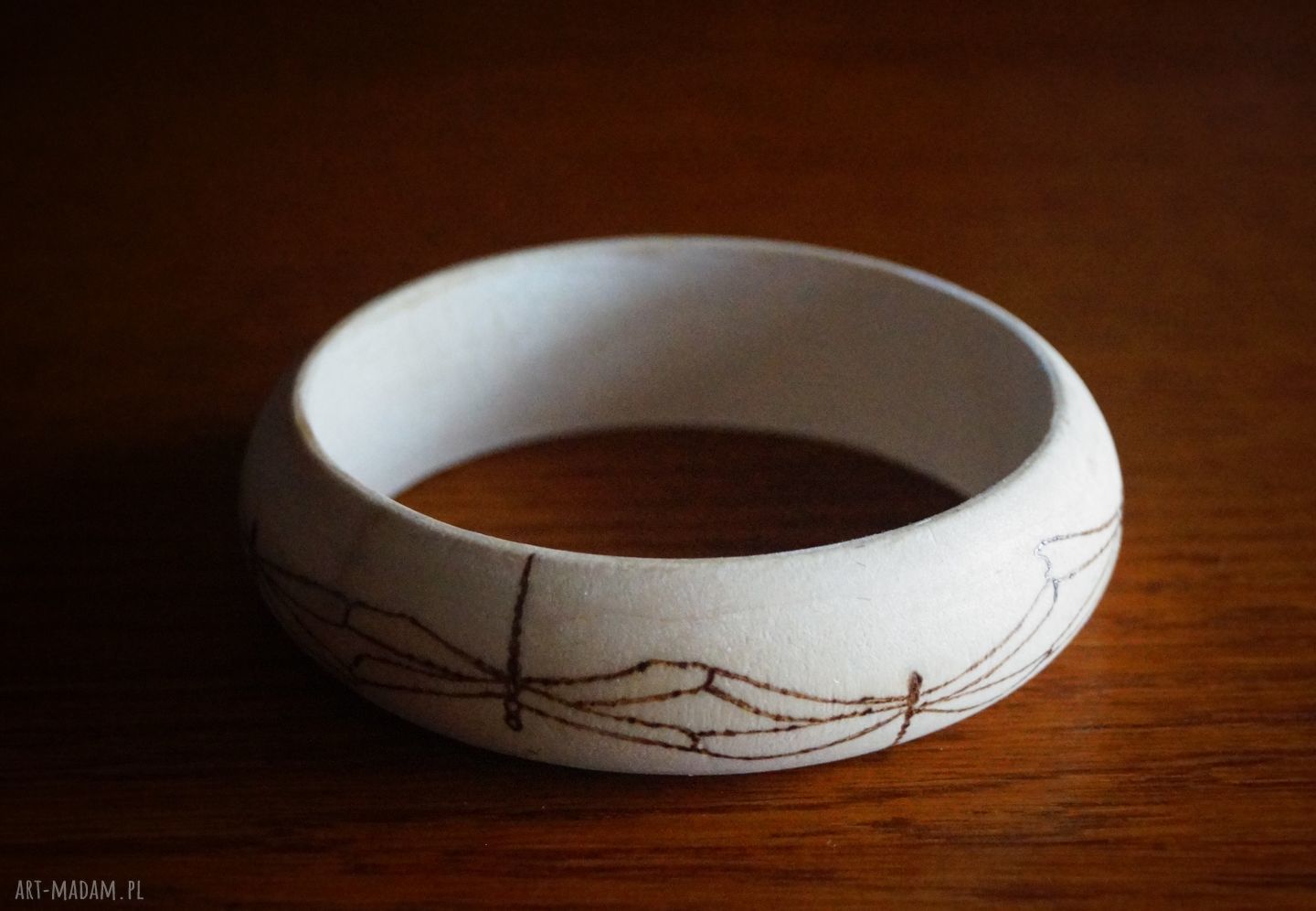 Ważkowa bransoleta ręcznie wypalana drewniana bransoletka drewno