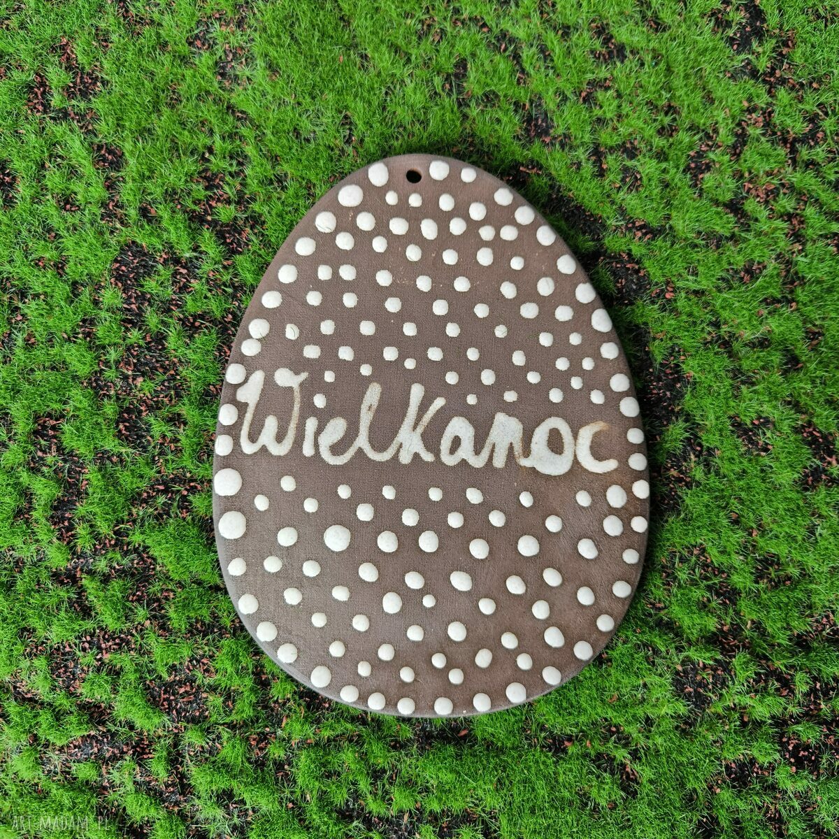 Pisanka XL Wielkanoc - zawieszka ceramiczna w kropki