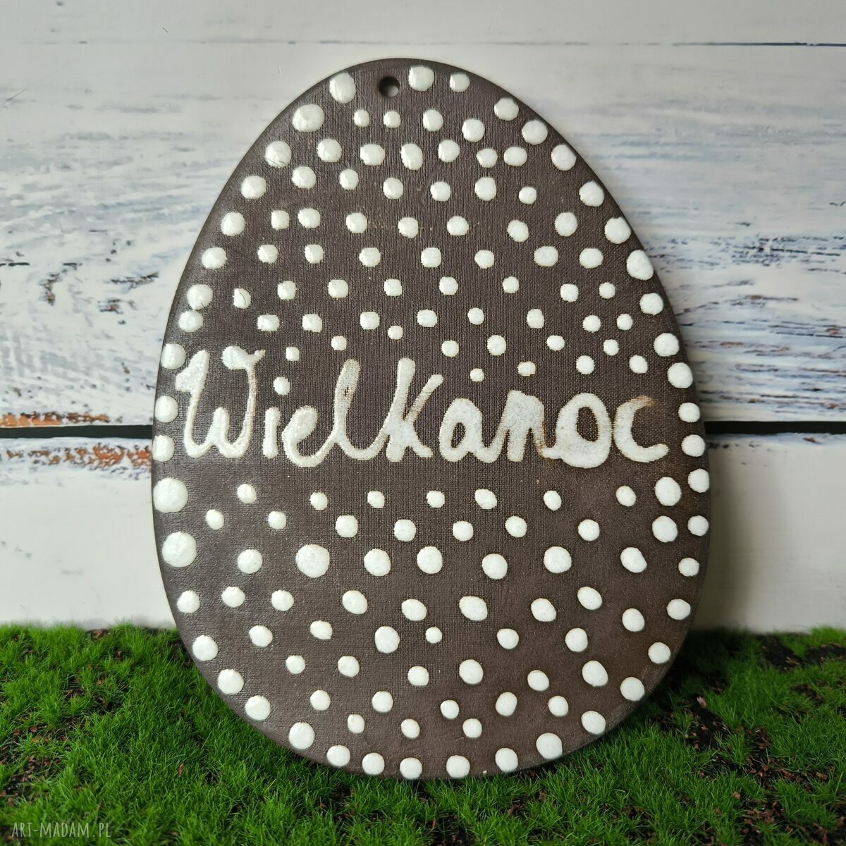Pisanka XL Wielkanoc - zawieszka ceramiczna w kropki