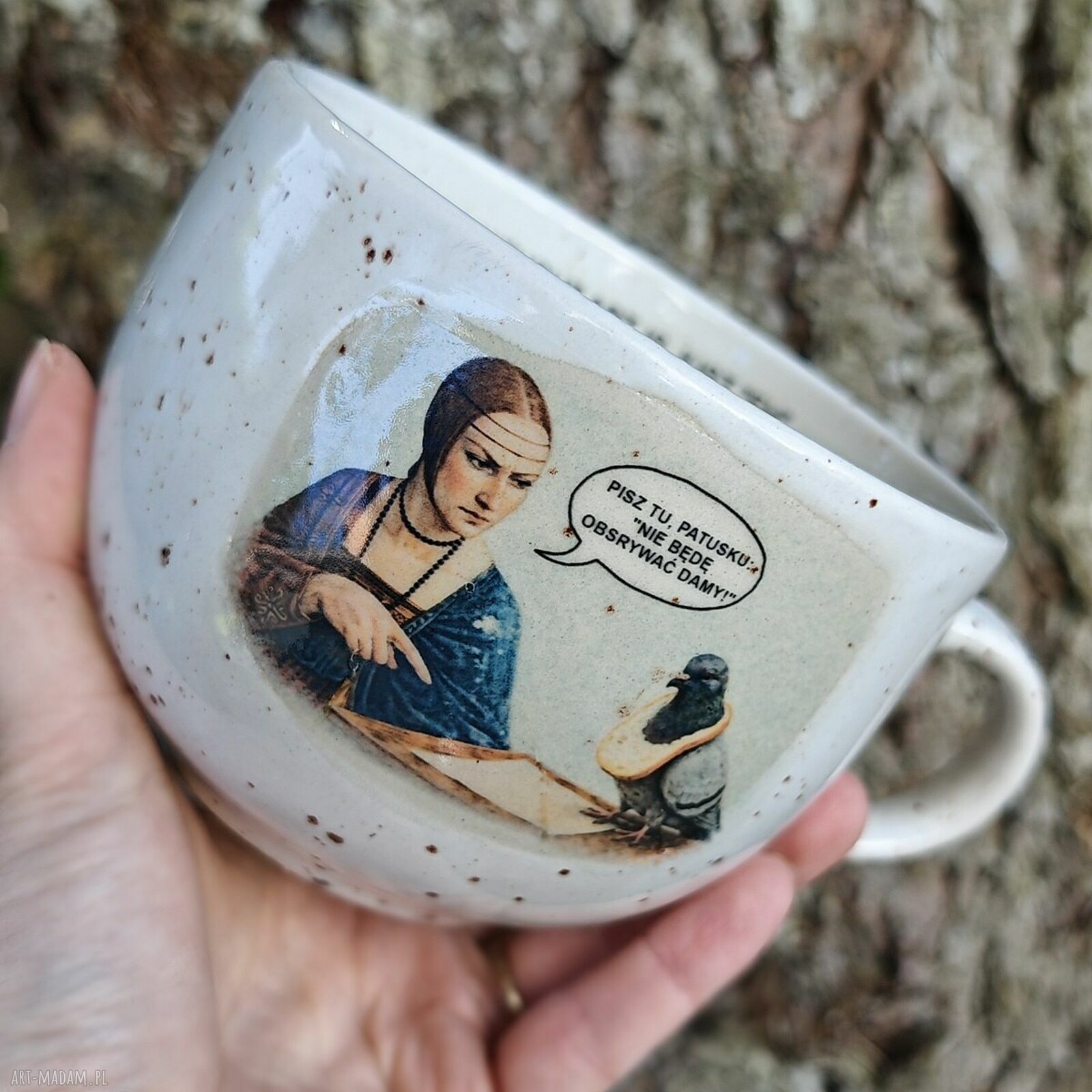 Pisz tu, patusku - kubek ceramiczny 600 ml XXL Monifaktura