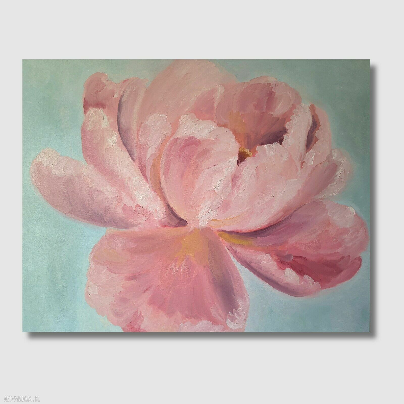 Piwonia - romantyczny obraz olejny na płótnie 100x80 cm